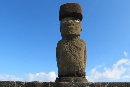 Giant Moai beneath the blue sky